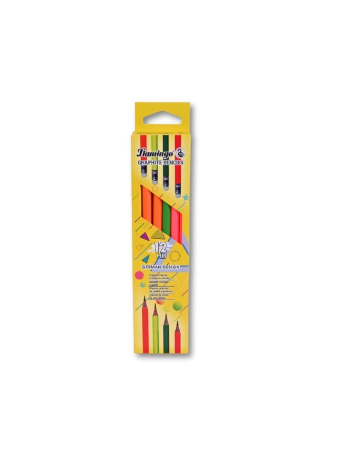 Flamingo HB Graphite Pencils - 12 Pcs - German Design - Image 1
