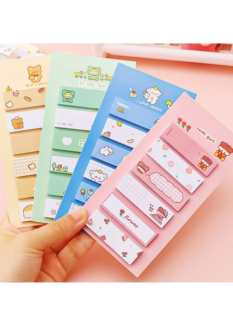 Barakah 8 Pcs Sticky Notes, Cartoon Sticky Notes Animals Shape Markers Flags Self-Stick Memo Pads Students Home Office Roommates Gifts Tab Supplies(4 Styles*2) - Image 1