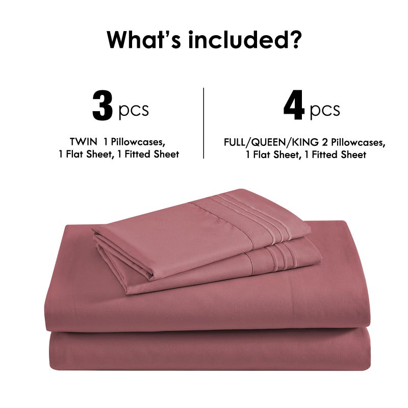 ClevaHome Sheet Set Queen Size, 4-Piece Bedding, Lightweight & Super Soft Easy Care Microfiberâ€“ Shrinkage & Fade Resistant Bedding Set with 14'' Deep Pockets (Dusty Rose) - Image 4