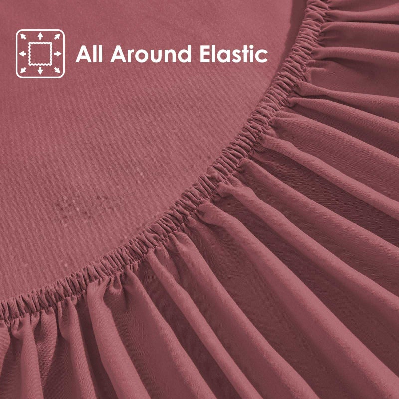 ClevaHome Sheet Set Queen Size, 4-Piece Bedding, Lightweight & Super Soft Easy Care Microfiberâ€“ Shrinkage & Fade Resistant Bedding Set with 14'' Deep Pockets (Dusty Rose) - Image 2
