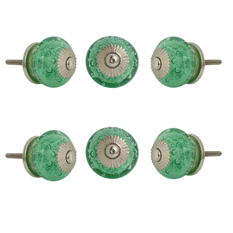Perilla Home Set of 6 Crystal Bubble Glass Knob for Kitchen Cabinets Crystal Glass Handles and Pull Knob for Dresser Drawer Living Room Kitchen Bathroom Closet Cupboard Furniture - Image 2