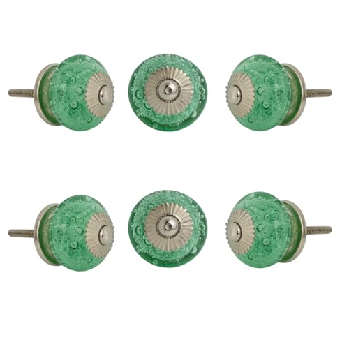 Perilla Home Set of 6 Crystal Bubble Glass Knob for Kitchen Cabinets Crystal Glass Handles and Pull Knob for Dresser Drawer Living Room Kitchen Bathroom Closet Cupboard Furniture - Image 1