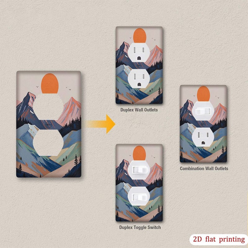 1 Switch Plate Cover Mountain Forest Duplex Farmhouse Decor Snap Installation No Wiring 7cm x 11.4cm - Image 2