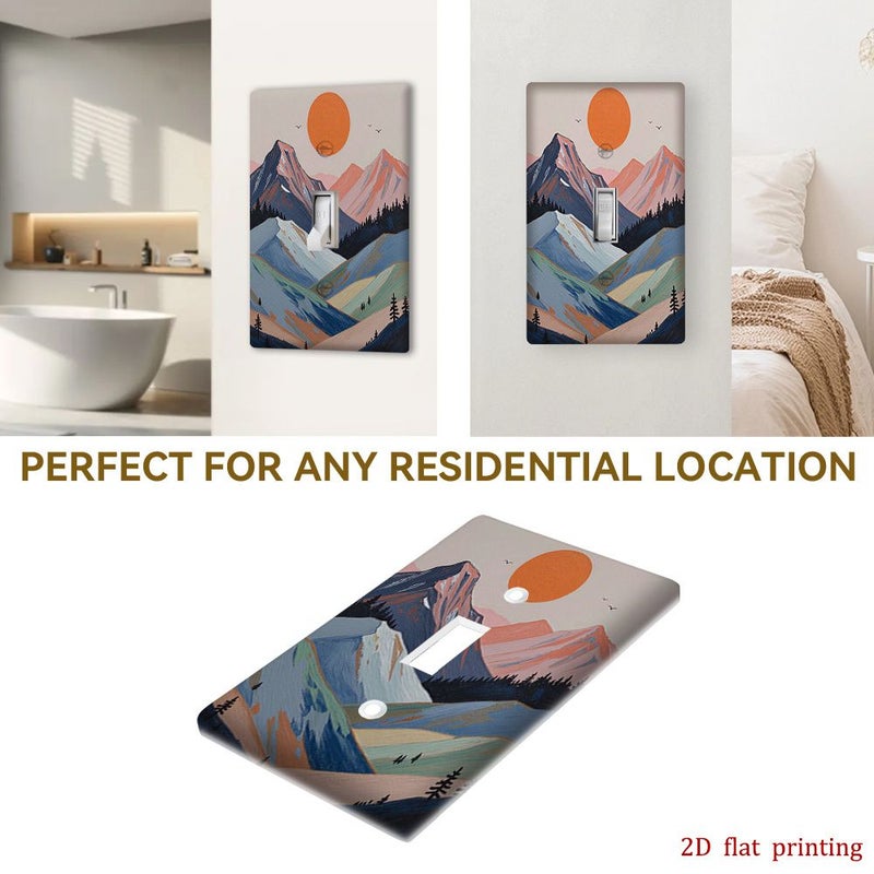 1 Switch Plate Cover Mountain Forest Duplex Farmhouse Decor Snap Installation No Wiring 7cm x 11.4cm - Image 5
