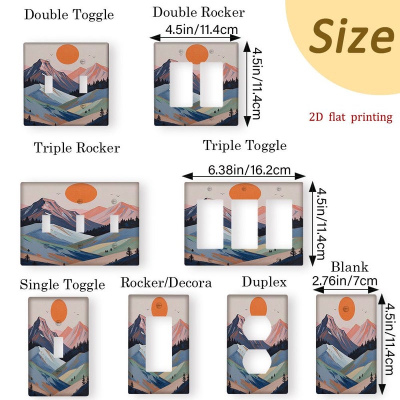 1 Switch Plate Cover Mountain Forest Duplex Farmhouse Decor Snap Installation No Wiring 7cm x 11.4cm - Image 3