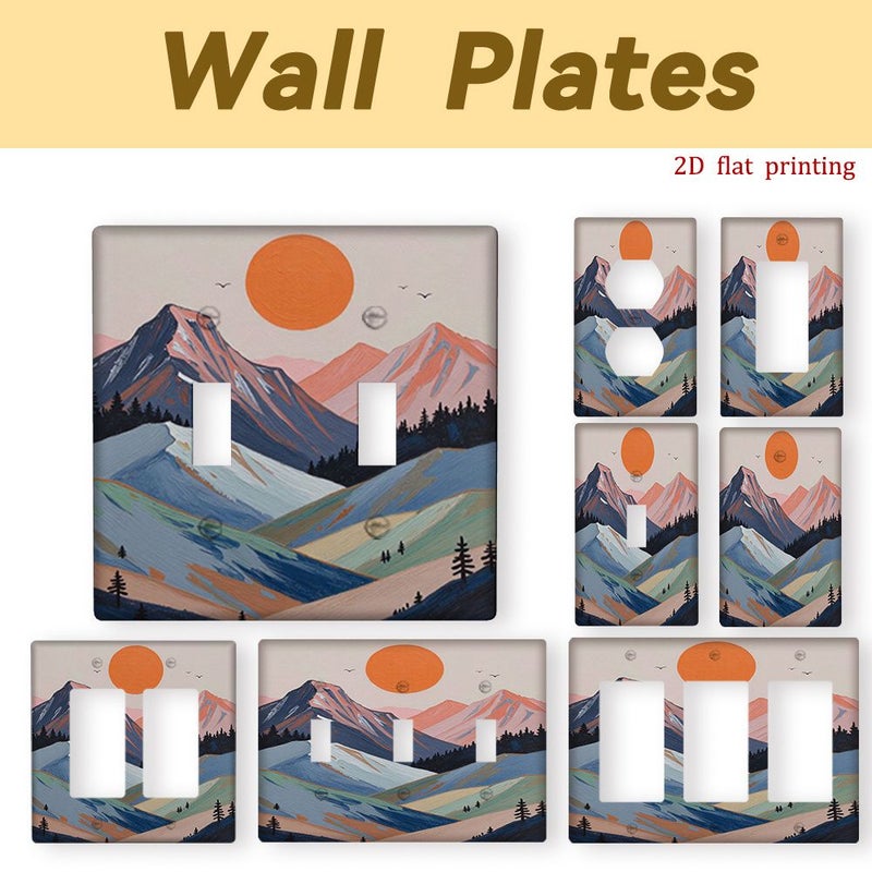 1 Switch Plate Cover Mountain Forest Duplex Farmhouse Decor Snap Installation No Wiring 7cm x 11.4cm - Image 1
