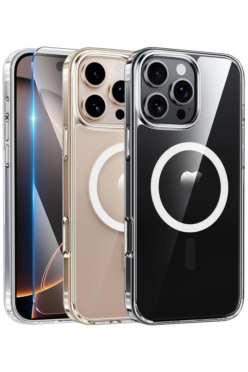 Case Clear Transparent Magnetic Case Compatible with iPhone 16 Pro with Free Screen Protector - Image 1