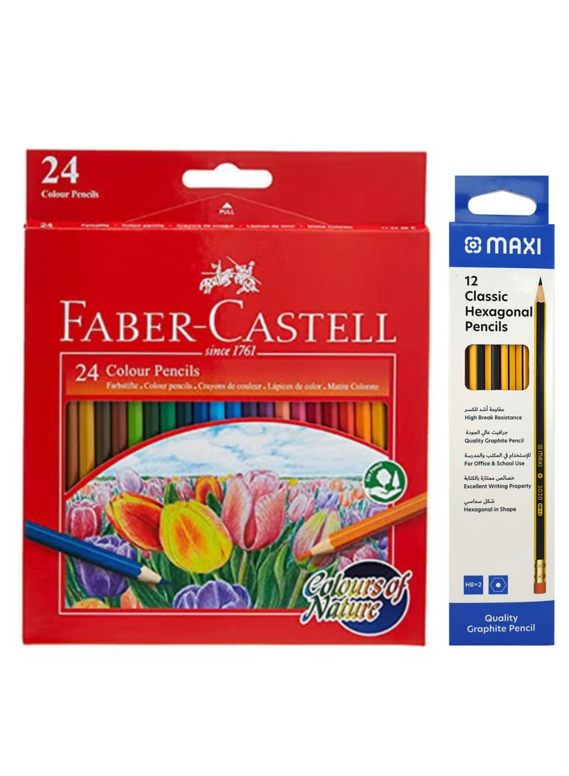 Maxi Faber-castell 24 Colour Pencil + Maxi Graphite Pencil 12pcs. Combo - Image 3