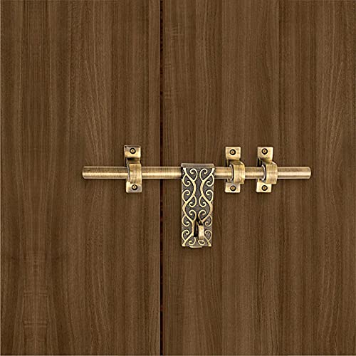 Atom 12 inches Aluminium Door Fittings Aldrop Set | Main Double Door Hardware Aldrops | Lightweight Latch for Home Gate, Brass Antique Finish | 1 Aldrop, (Vine) - Image 1