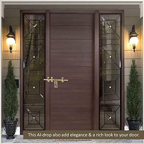 Atom 12 inches Aluminium Door Fittings Aldrop Set | Main Double Door Hardware Aldrops | Lightweight Latch for Home Gate, Brass Antique Finish | 1 Aldrop, (Vine) - Image 4
