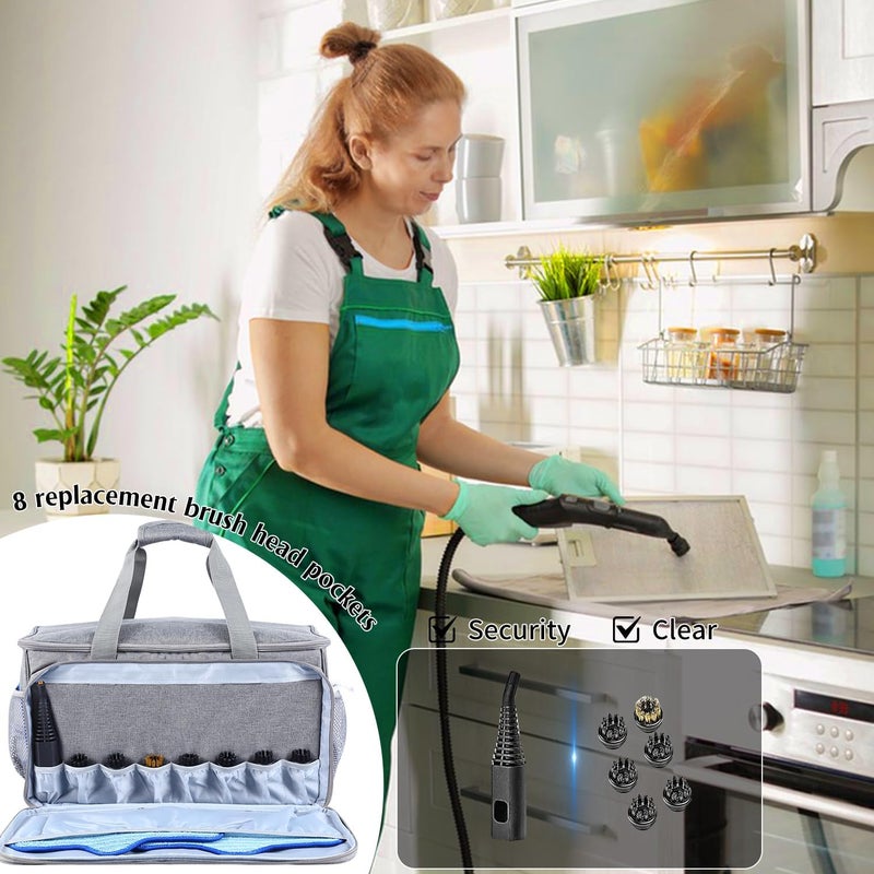 YUMTIM Carry Bag Compatible with Dupray Neat Steam Cleaner, Dupray Neat Steamer for Floors Storage Organizer Adjustable Storage Bag for Steam Cleaner with Extra Pockets, Grey - Image 3