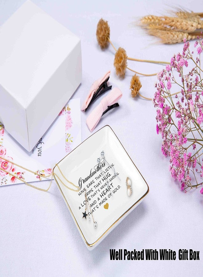 Topthink Mother's Day Gift for Grandma-Grandmother Gift-Grandmothers Have Ears That Listen Arms That Hug-Birthday Gift-Christmas Gift for Grandma Nana-Gigi Gift-Ceramic Jewelry Tray,Trinket Holder,Ring Dish - Image 2