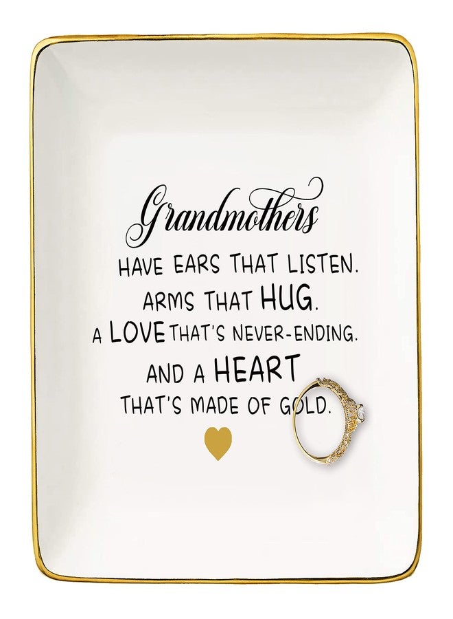 Topthink Mother's Day Gift for Grandma-Grandmother Gift-Grandmothers Have Ears That Listen Arms That Hug-Birthday Gift-Christmas Gift for Grandma Nana-Gigi Gift-Ceramic Jewelry Tray,Trinket Holder,Ring Dish - Image 1