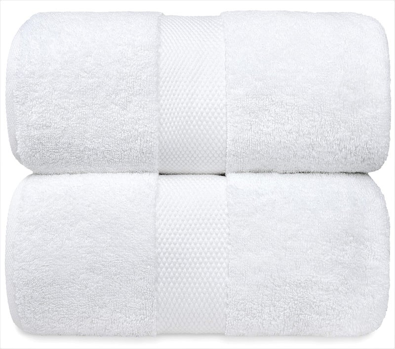 White Classic Luxury White Bath Towels Large - Circlet Egyptian Cotton | Highly Absorbent Hotel spa Collection Bathroom Towel | 30x56 Inch | Set of 2 - Image 2
