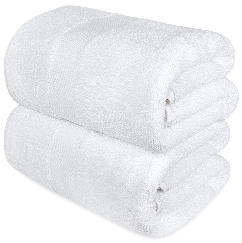 White Classic Luxury White Bath Towels Large - Circlet Egyptian Cotton | Highly Absorbent Hotel spa Collection Bathroom Towel | 30x56 Inch | Set of 2 - Image 1