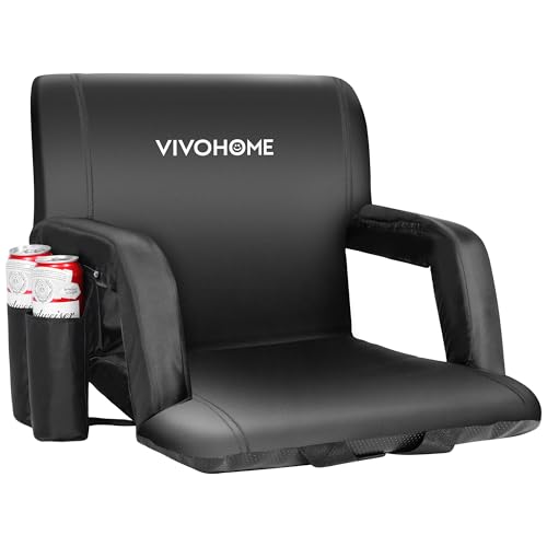 VIVOHOME 20 Inch Standard Width Reclining Stadium Seat Chairs with Backrest and Armrests Portable Cushions for Bleachers 1 Pack
