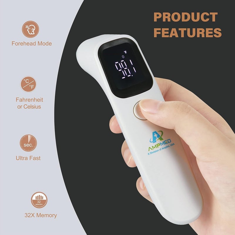 Amplim Forehead Thermometer  NoTouch FDACleared MedicalGrade Infrared  1Second Read with Audible Fever Alert  Accurate Digital Infrared Thermometer for Adults Kids Baby - Image 2