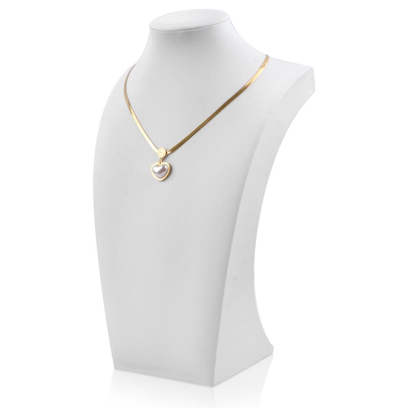 Homeanda Necklace Display Bust  PU Leather Jewelry Bust Stand for Photography Boutique Display and Home OrganisationWhite134x82