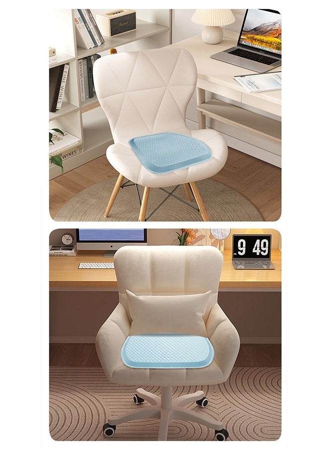 Generic Ice Silk Gel Cushion Car Multi Function Cushion Summer Cool Cushion Jelly Gel Cushion Car Gel Cushion for Car Office Home Blue  - Image 4