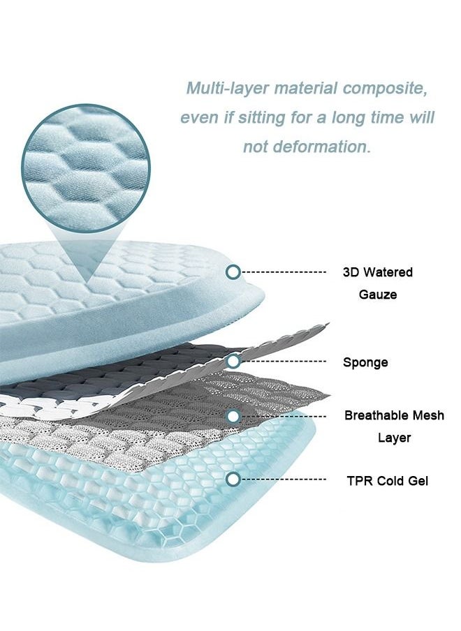Generic Ice Silk Gel Cushion Car Multi Function Cushion Summer Cool Cushion Jelly Gel Cushion Car Gel Cushion for Car Office Home Blue  - Image 3