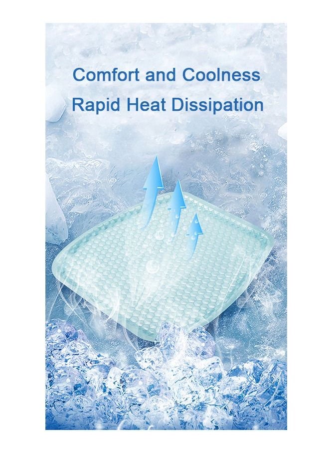 Generic Ice Silk Gel Cushion Car Multi Function Cushion Summer Cool Cushion Jelly Gel Cushion Car Gel Cushion for Car Office Home Blue  - Image 5