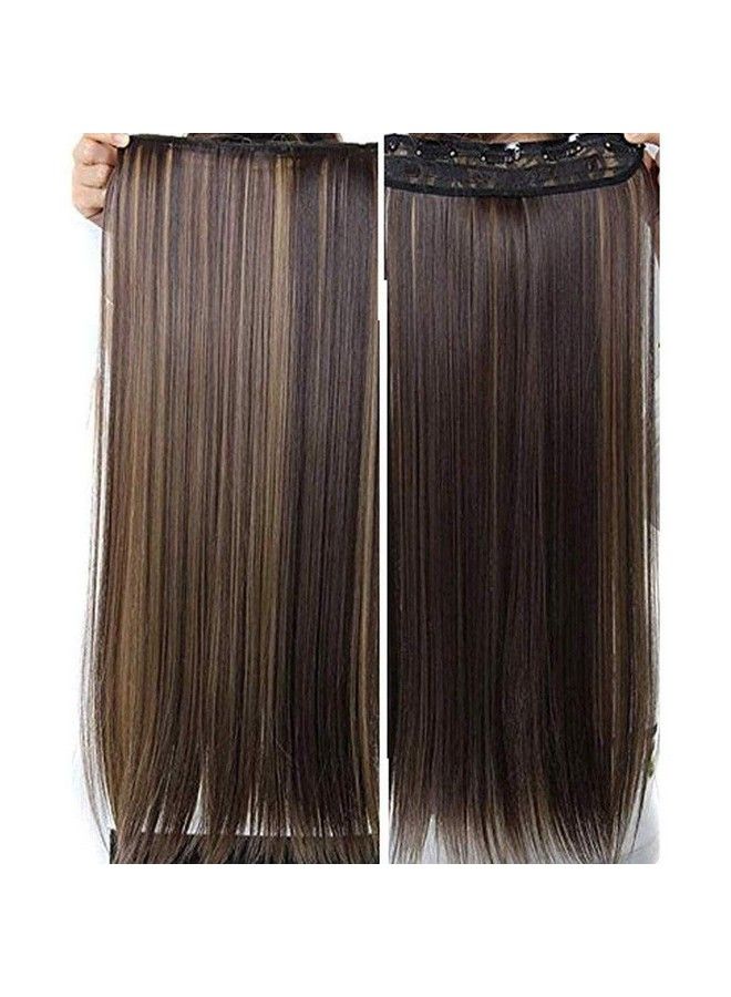MoonEyes Straight Black Golden Highlighter Synthetic 5 Clips Single Pc Hair Extensions For Women And Girls (Black Gold) - Image 1
