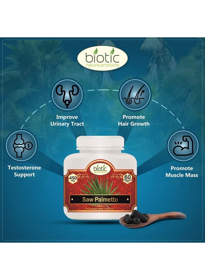 Biotic كبسولات ساو بالميتو الطبيعية الحيوية للشعر بقوة عالية 45% - 450 ملغ مستخلص - 60 كبسولة نباتية - Image 3