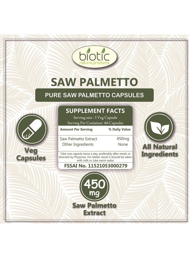 Biotic كبسولات ساو بالميتو الطبيعية الحيوية للشعر بقوة عالية 45% - 450 ملغ مستخلص - 60 كبسولة نباتية - Image 4