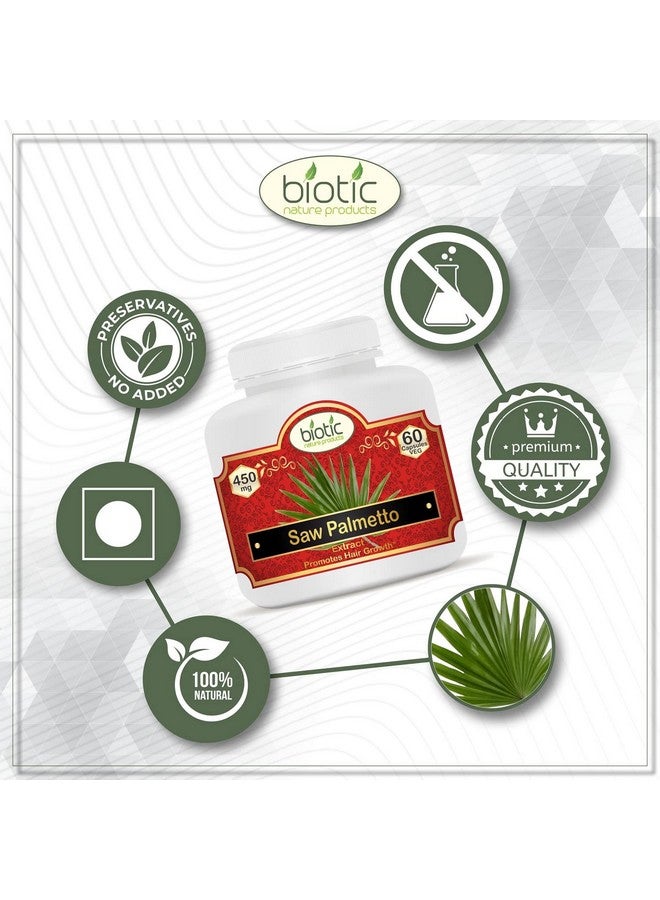 Biotic كبسولات ساو بالميتو الطبيعية الحيوية للشعر بقوة عالية 45% - 450 ملغ مستخلص - 60 كبسولة نباتية - Image 5