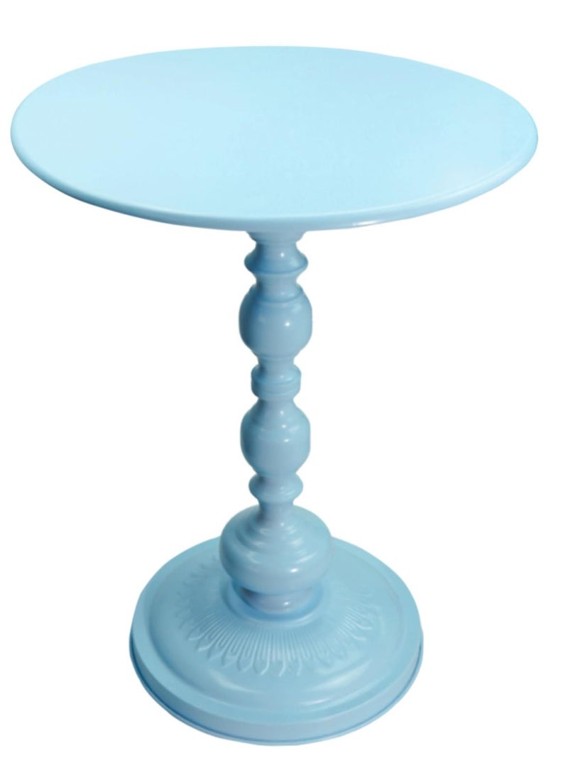 شو وو طاولة جانبية مستديرة حديثة ذات قاعدة معدنية، طاولة مشروبات صغيرة مستديرة، مناسبة لغرفة المعيشة وغرفة النوم، لون أزرق - Image 2