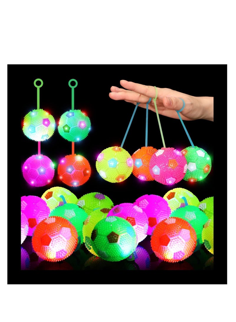 XiuWoo Relief Fidget Spiky Stress Soccer Balls, Kid Light up LED Bouncy Ball, Bulk Glow in the Dark Flashing Sensory Toy, for Adults, Teens and Children - Image 1