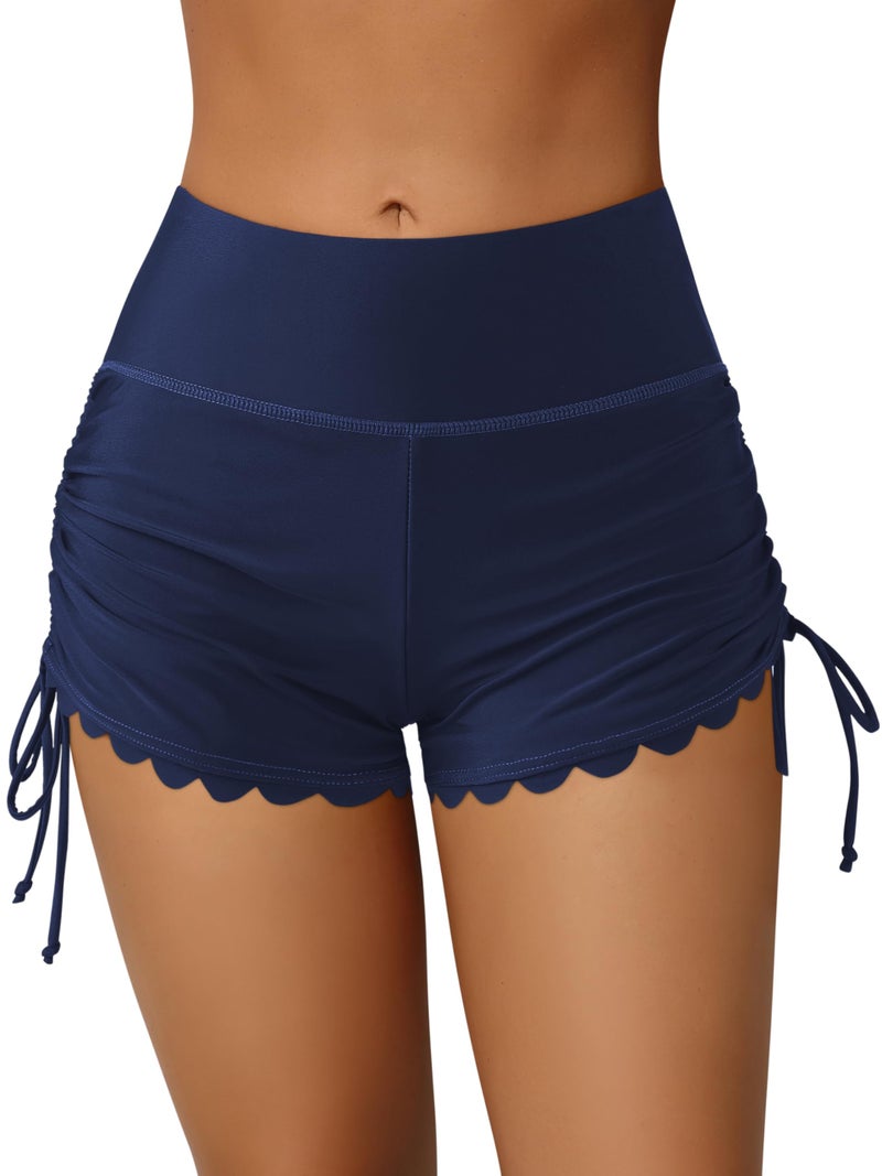 ATTRACO Swimming Shorts for Women Scalloped Board Shorts Swimsuit Bottoms Navy Boyshorts M - Image 1