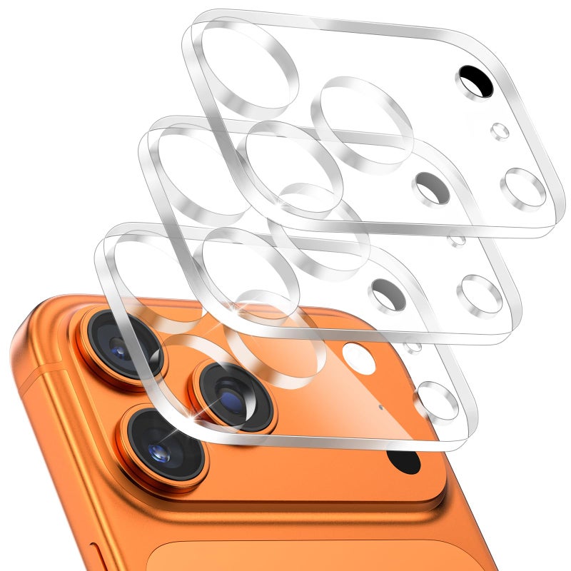 imluckies 3 Pack for iPhone 17 Pro 6.3" Camera Lens Protector, HD Clear Tempered Glass Camera Accessories, 9H Hardness Anti-Scratch Screen Cover, Case Friendly[Not Affect Night Shots] - Image 1