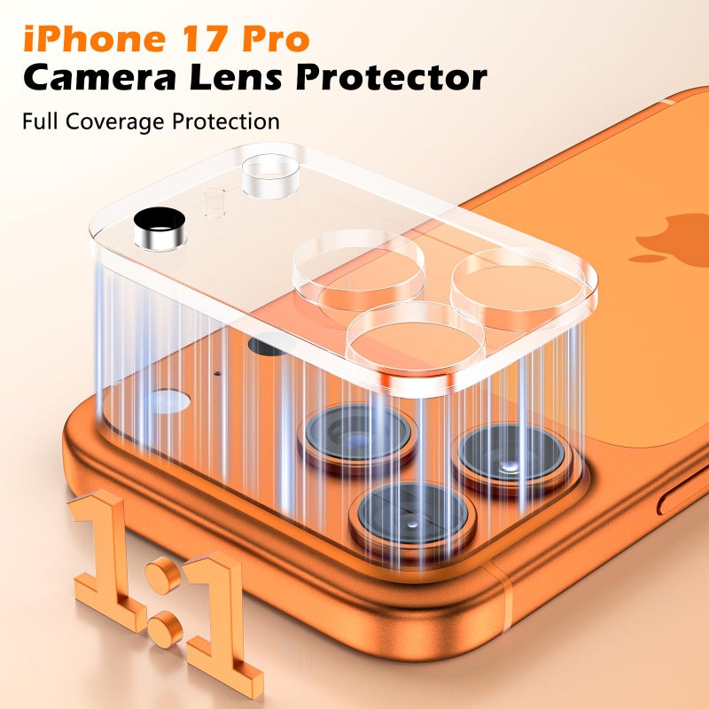 imluckies 3 Pack for iPhone 17 Pro 6.3" Camera Lens Protector, HD Clear Tempered Glass Camera Accessories, 9H Hardness Anti-Scratch Screen Cover, Case Friendly[Not Affect Night Shots] - Image 2