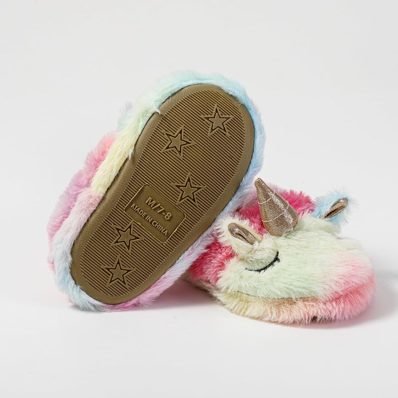 Enteer Baby Girls' Unicorn House Slippers Multicolor US 5-6 - Image 4