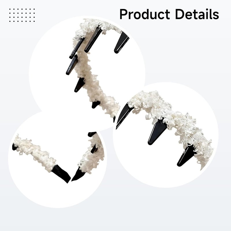 3 Woven Headbands For Women, White Black Coffee, Fashion With Teeth, Non-Slip, Lightweight & Sweet Hair Accessories, Volume Boost - Image 5
