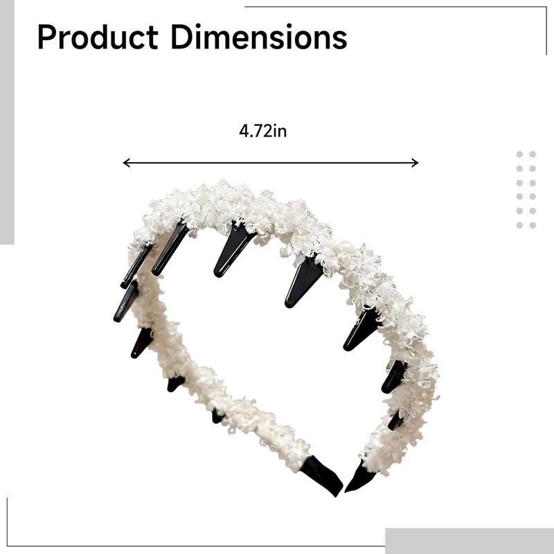 3 Woven Headbands For Women, White Black Coffee, Fashion With Teeth, Non-Slip, Lightweight & Sweet Hair Accessories, Volume Boost - Image 3