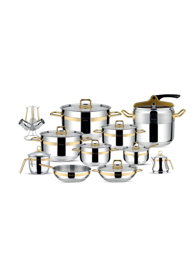 Lines stainless steel cookware set, Turkish made, 23 pieces - Image 2