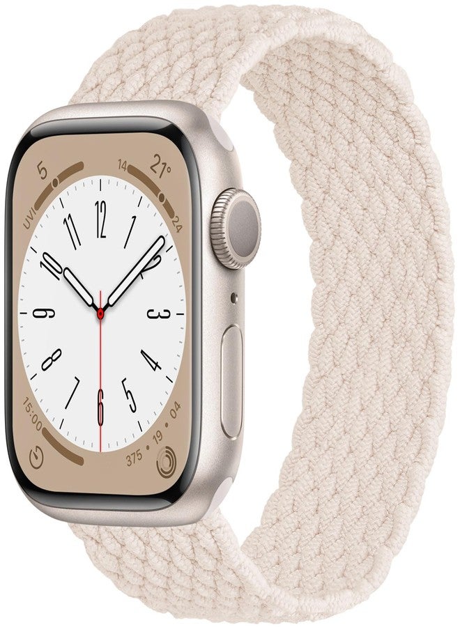 سوار OMECKY Lace Solo Loop متوافق مع سوار ساعة Apple Watch S9/8/7/6/5/4/3 بمقاسات 38/40/41 مم، سوار رياضي مضفر مطاطي من النايلون اللطيف لساعة iWatch SE، S Starlight - Image 1