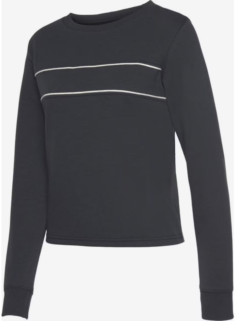 His Women's Sweatshirt Dark Grey – Casual Sweatshirt With White Lines - Image 3