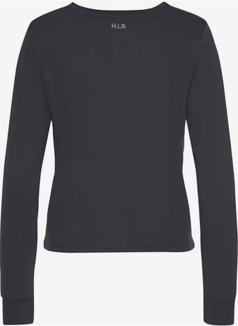 His Women's Sweatshirt Dark Grey – Casual Sweatshirt With White Lines - Image 5