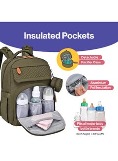 BabbleRoo BabbleRoo Diaper Bag Backpack, Travel Backpack with Changing Pad, Pacifier Case & Stroller Straps, Multifunction, Waterproof, Unisex - Army Green  - Image 4