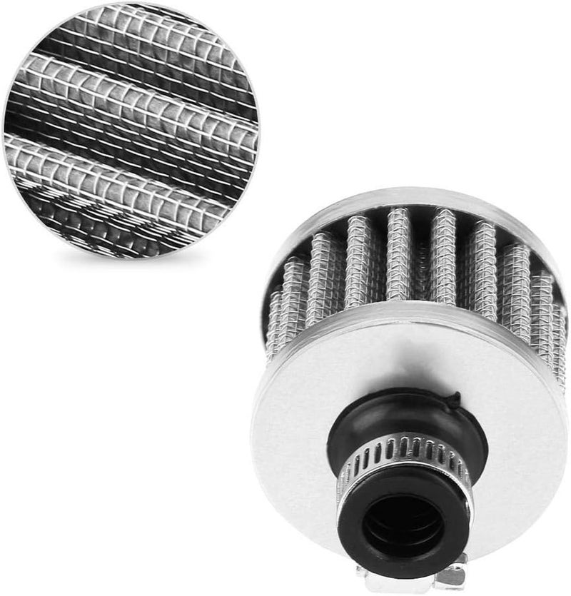 Tbest Universal Intake Air Filter, 1 m Universal Car Air Filte Auto Air Intake Filter Car Cold Air Intake Filter Kit Crankcase Vent Cover Breather(silver) Wide range expanded design - Image 3