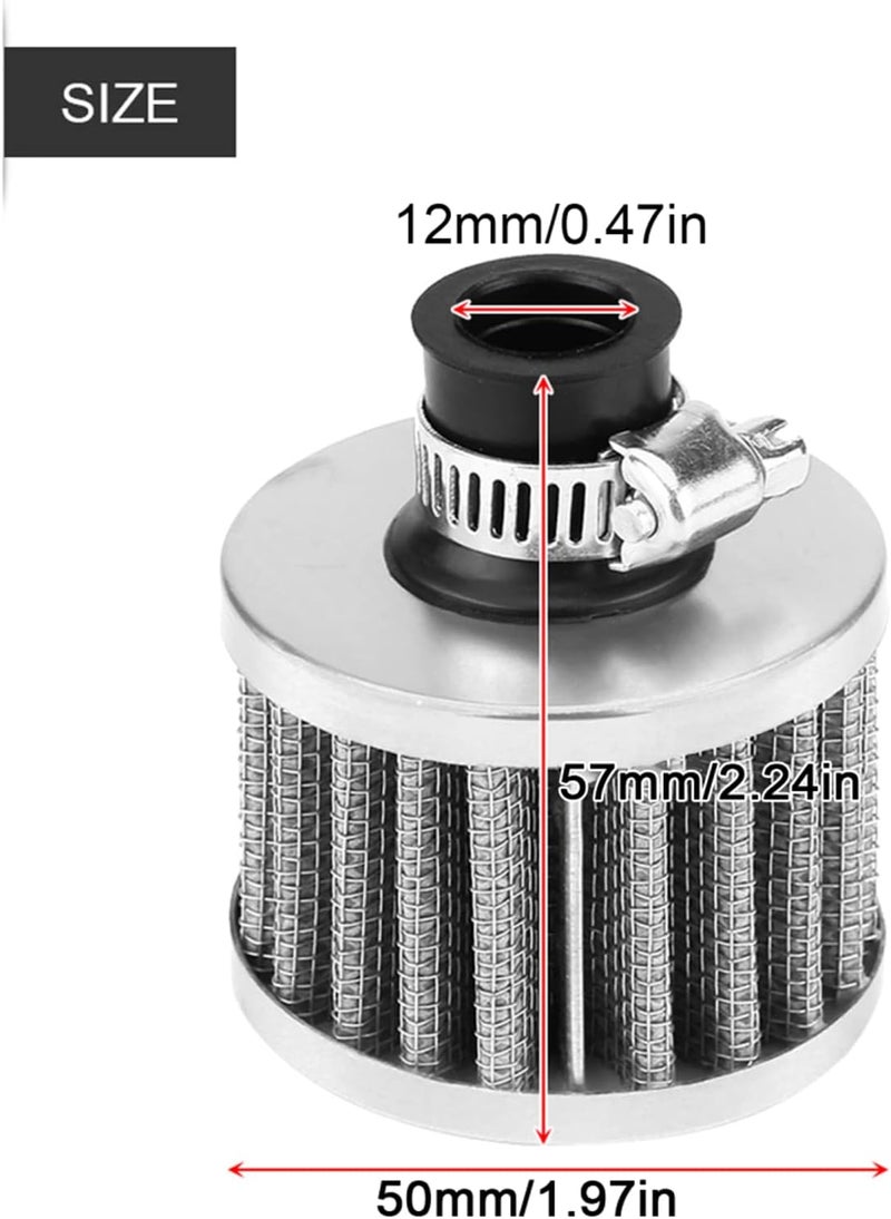 Tbest Universal Intake Air Filter, 1 m Universal Car Air Filte Auto Air Intake Filter Car Cold Air Intake Filter Kit Crankcase Vent Cover Breather(silver) Wide range expanded design - Image 2