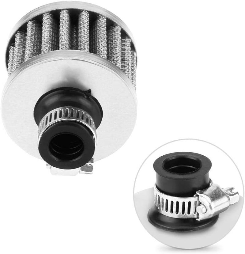 Tbest Universal Intake Air Filter, 1 m Universal Car Air Filte Auto Air Intake Filter Car Cold Air Intake Filter Kit Crankcase Vent Cover Breather(silver) Wide range expanded design - Image 4