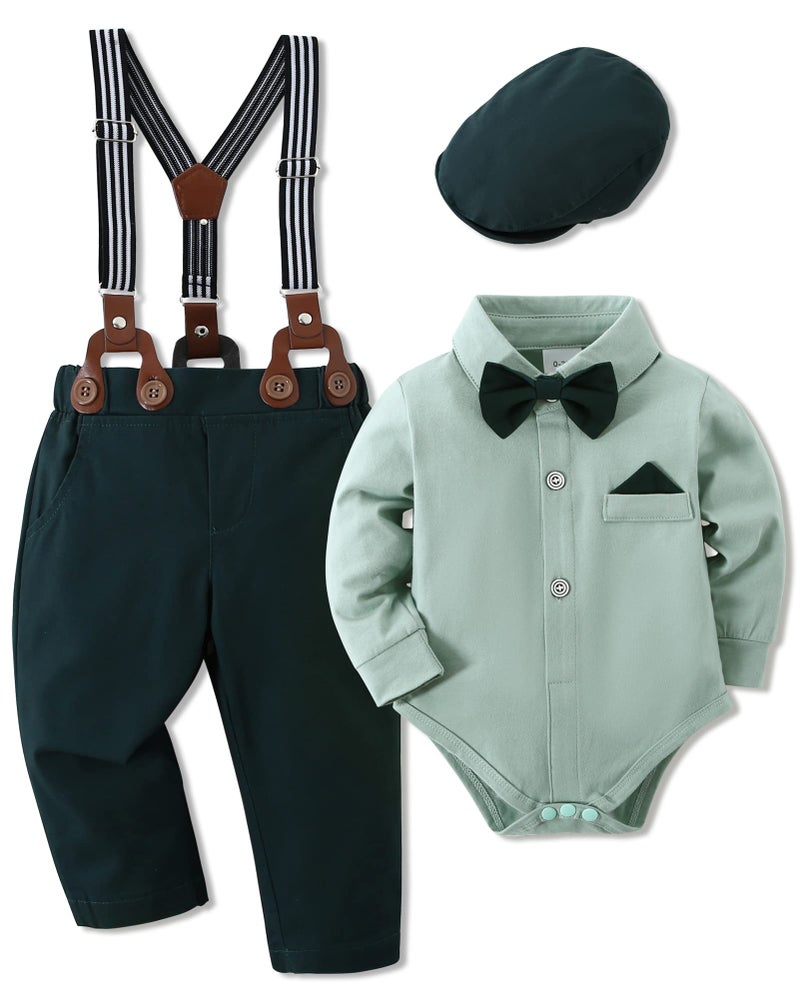 WESIDOM Baby Boy Clothes 024M Newborn Infant Gentleman Outfit ShirtBowtieBeretSuspender Pant Baby boy Suit Clothing Set - Image 2