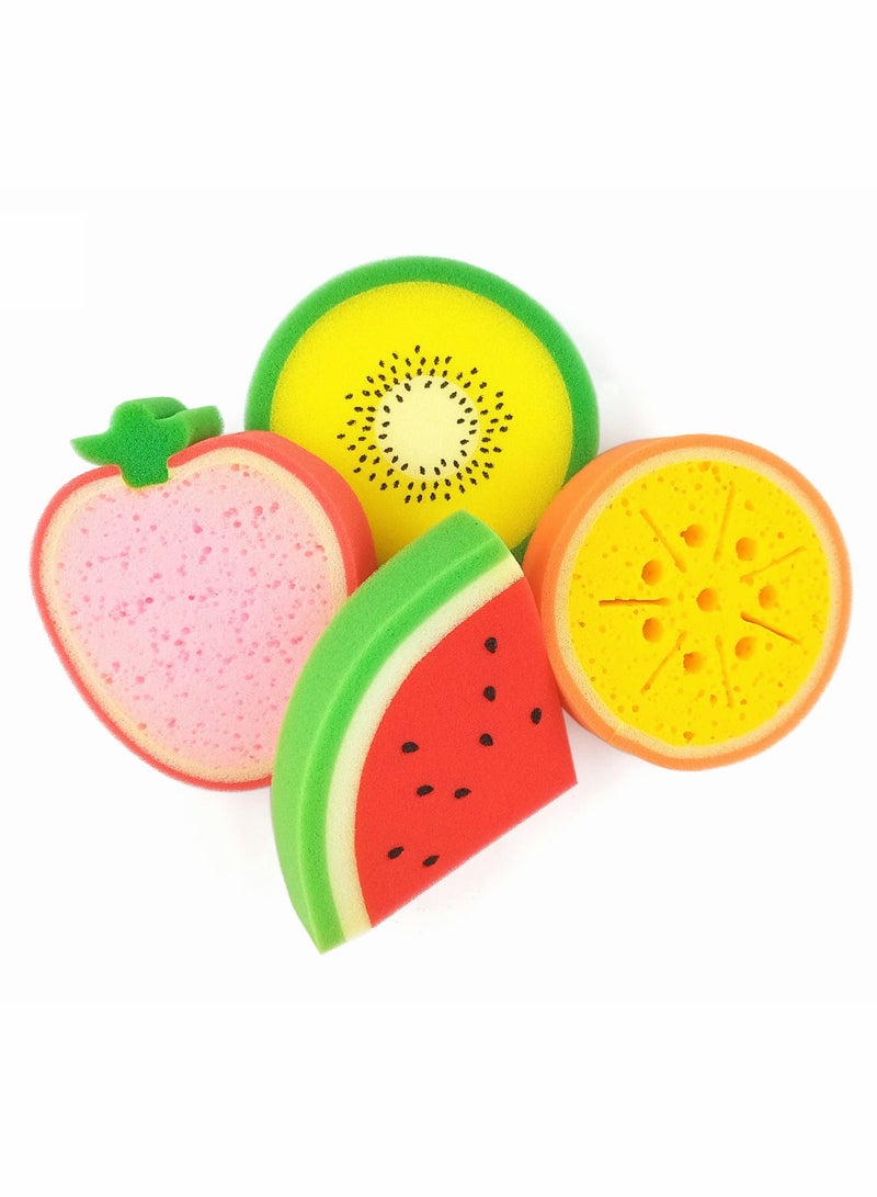 Bath Sponges for Kids - Set of 4 Extra Large Fun Kid Bath Toys Sponges, Bath Scrubbie, Bath Sponge Loofah, Kids Fun Shower Time Sponges for Children Boys and Girls