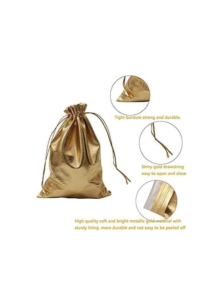 20 Pieces Chic Golden Drawstring Pouches 18cmx13cm - Versatile Gift Bags for Weddings, Holidays and Celebrations, Ideal for Jewelry, Sweets and Memorable Keepsakes