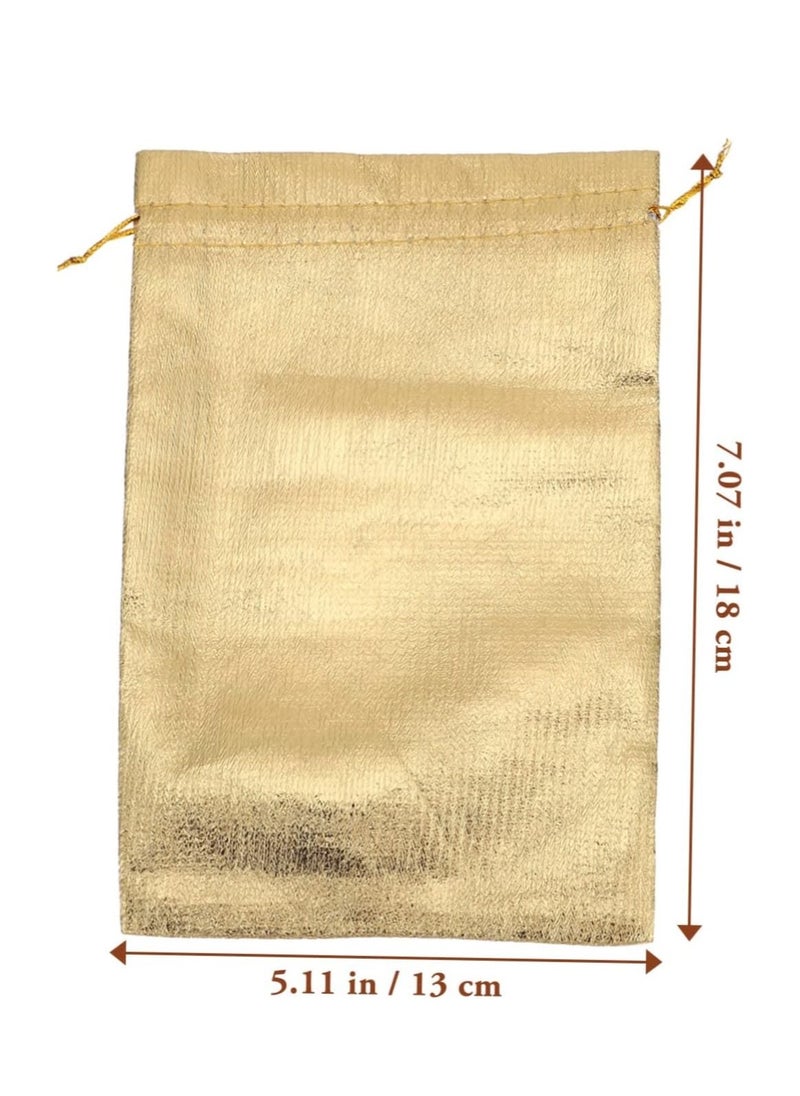 20 Pieces Chic Golden Drawstring Pouches 18cmx13cm - Versatile Gift Bags for Weddings, Holidays and Celebrations, Ideal for Jewelry, Sweets and Memorable Keepsakes
