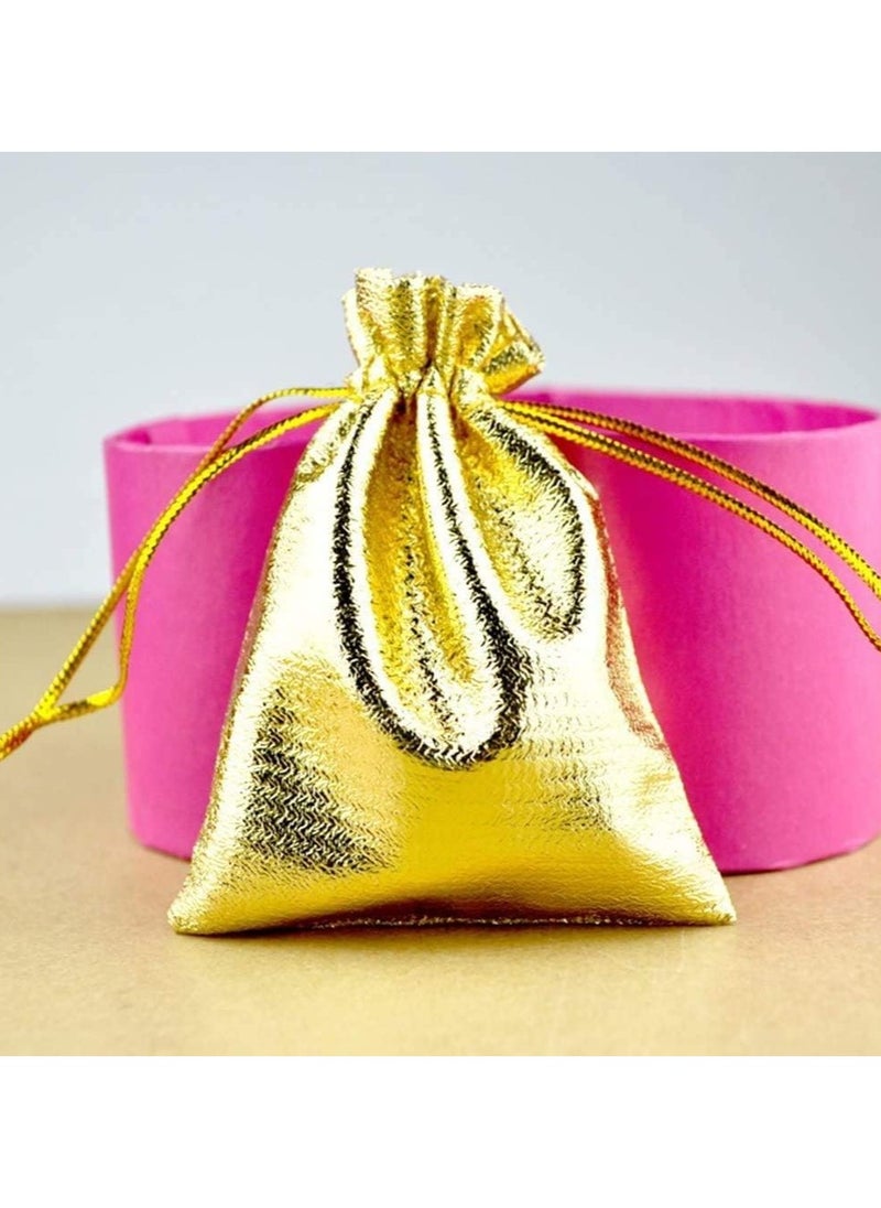 20 Pieces Chic Golden Drawstring Pouches 18cmx13cm - Versatile Gift Bags for Weddings, Holidays and Celebrations, Ideal for Jewelry, Sweets and Memorable Keepsakes